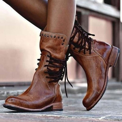 Mia | Leather boots with lace