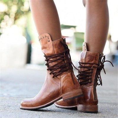 Mia | Leather boots with lace