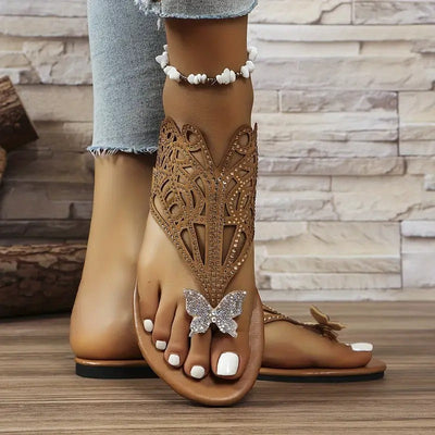 Rosalia - Stylish Leather Sandal With Butterfly Cover